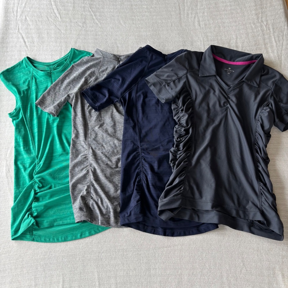 Athleta Active Top Lot 4 XS Cycling‎ Training Polo Quarter Zip Ruched Pocket